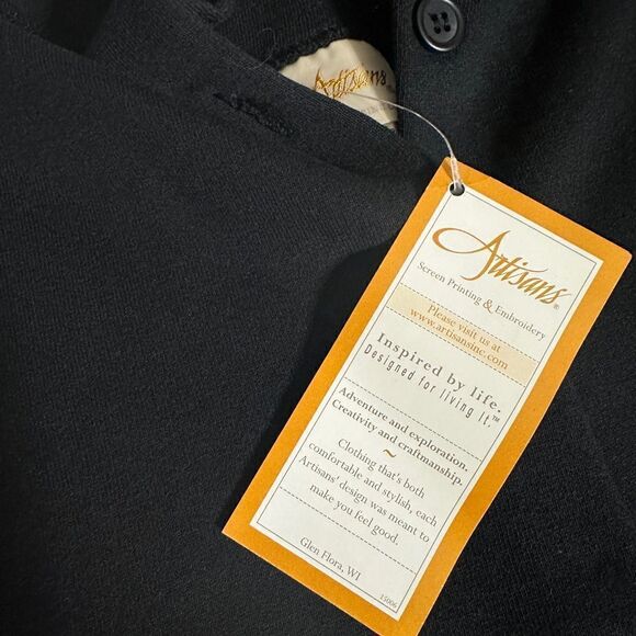 New with tags VTG Deadstock Artisans Inc. Black Cardinal Leaves Cardigan Sweater - Picture 9 of 11